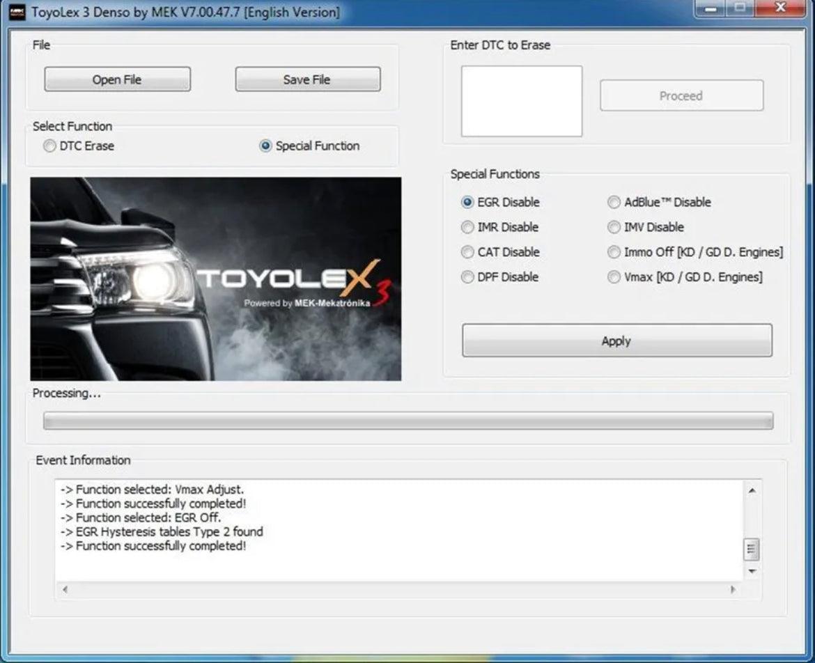 Toyolex 3 version 2022 , Denso Adblue DPF , egr , lambda , immo off - Chipchope